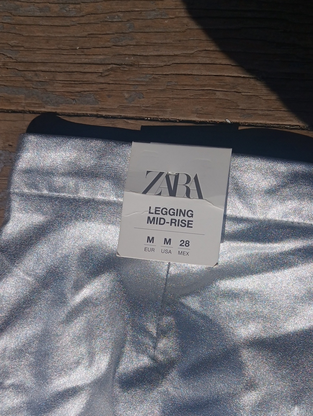 Nwt Zara Silver Coated Mid Rise Leggings - Picture 6 of 6